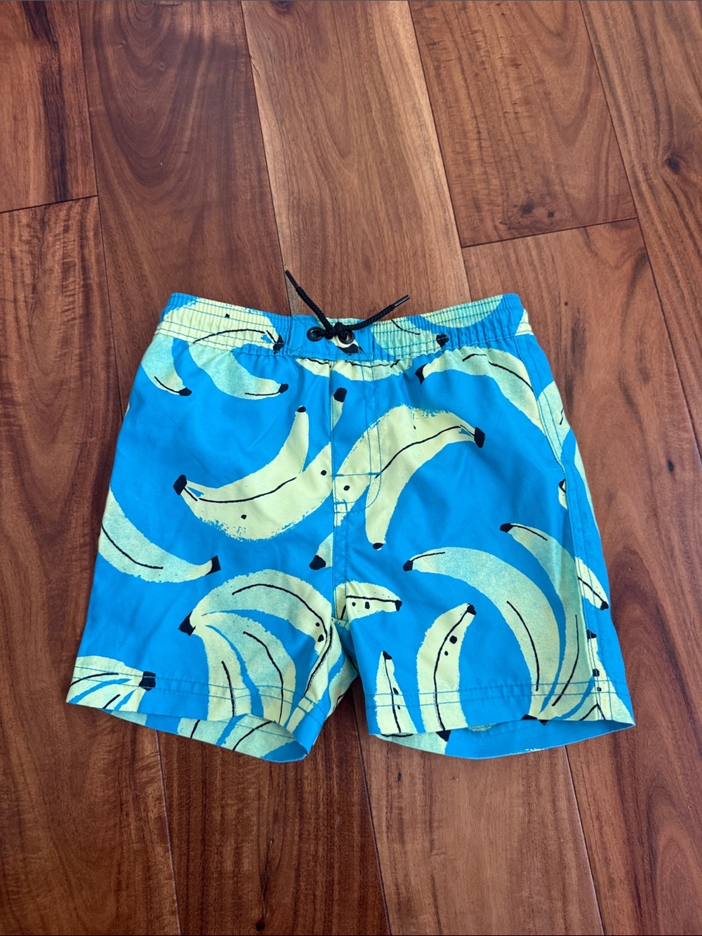 Blue Banana-Print Kids Swim Shorts